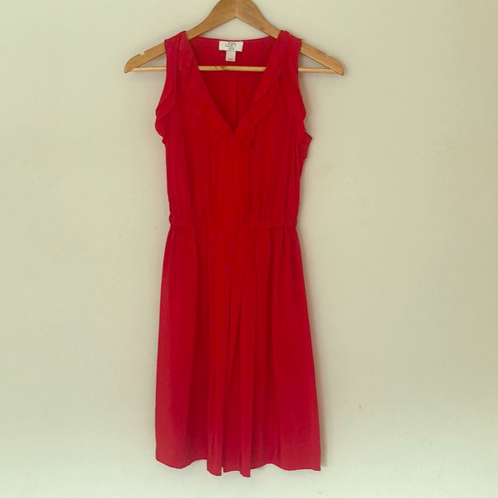 LOFT Red Silk Dress